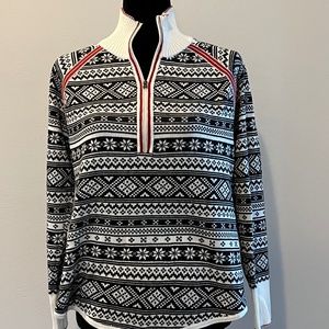 Eddie Bauer half-zip, Nordic print, mock neck sweater
